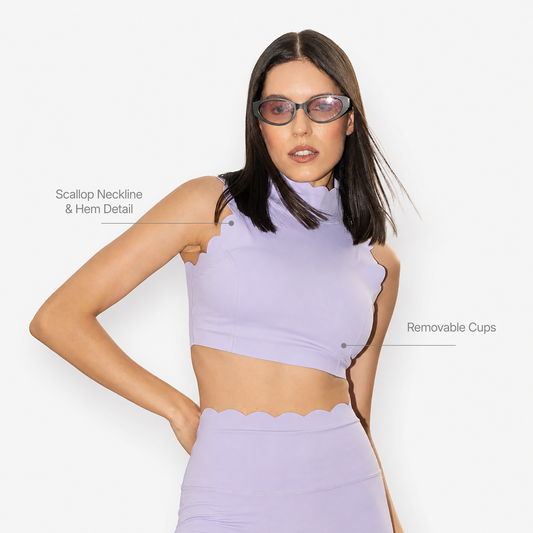 The Scallop High Neck Top in Lilac