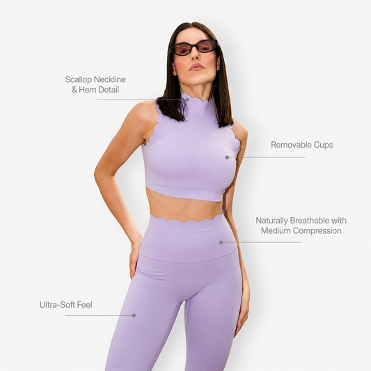 The Scallop High Neck Set in Lilac