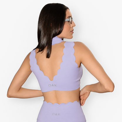 The Scallop High Neck Top in Lilac
