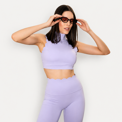 The Scallop High Neck Set in Lilac