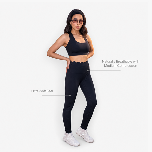 The Scallop Legging in Moon Black