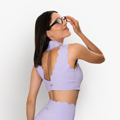 The Scallop High Neck Top in Lilac