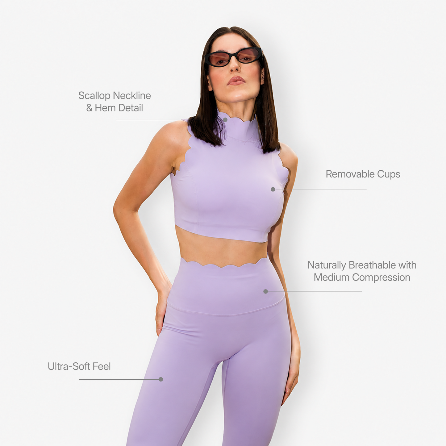 The Scallop High Neck Set in Lilac