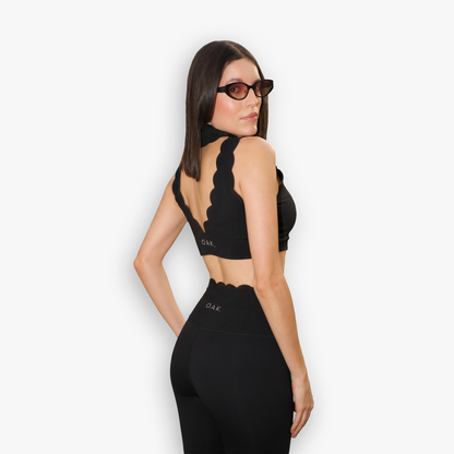 The Scallop High Neck Set in Moon Black